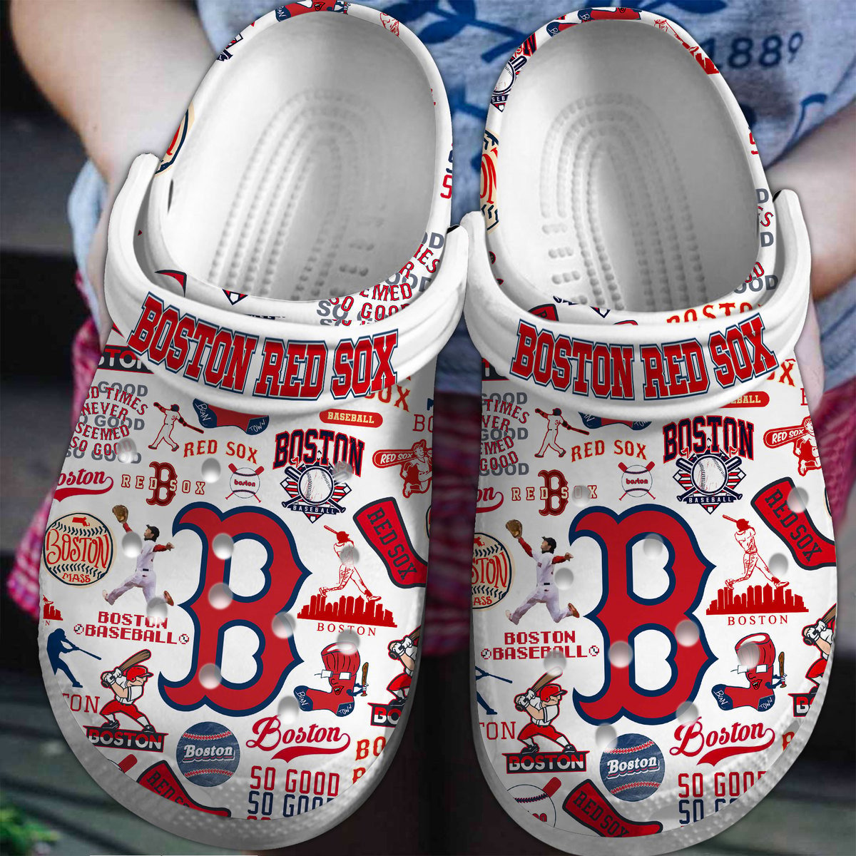 Boston Red Sox Baseball team MLB Sport Custom Name Crocs Clogs Crocband Shoes Comfortable For Men Women and Kids