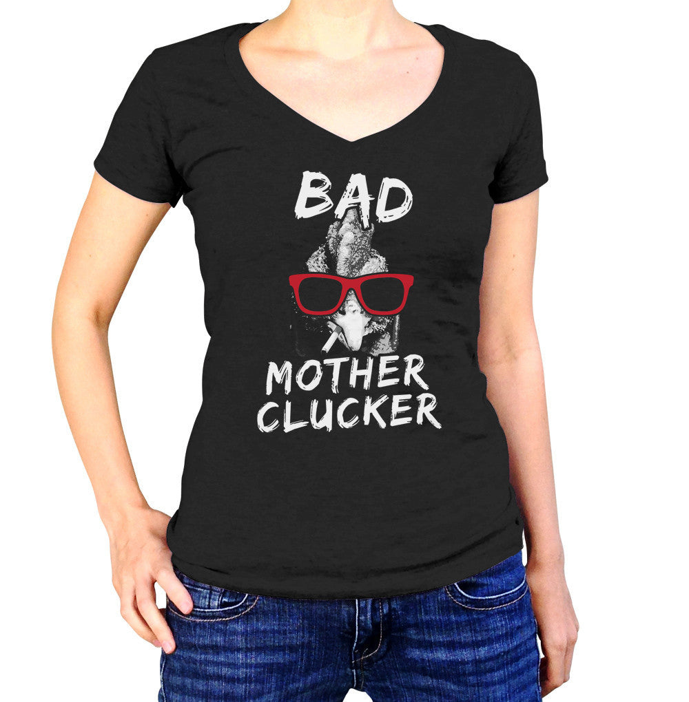 Women’S Bad Mother Clucker Chicken Vneck T-Shirt