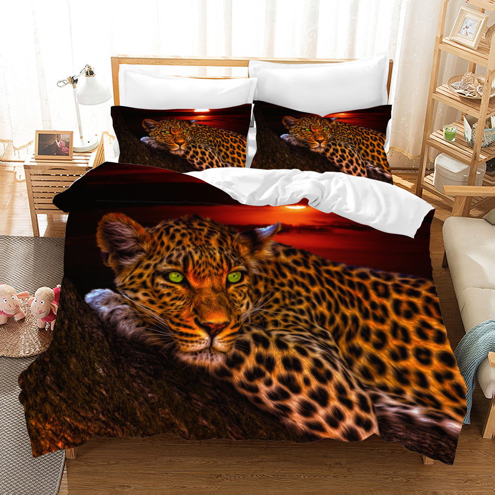 3D Red Sun Leopard Quilt Cover Set Bedding Set Pillowcases 122