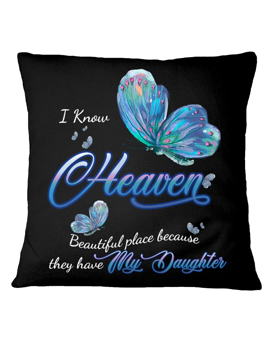 Heaven Daughter Square Pillow, Best Mother’S Day Gift Ideas, Mother'S Day Gift For Mom, Thank You Gifts For Mother’S Day - By Blueshirtfarm