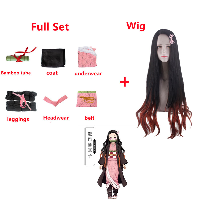 Adult Kids Anime Demon Slayer Kimetsu no Yaiba Kamado Nezuko Kimono Cosplay Costume Clothes alx