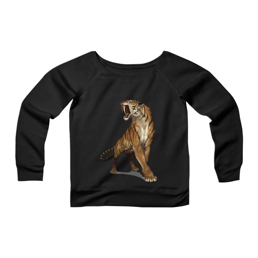 Tiger Illustration Animal Art David Colman CPY Womans Wide Neck Sweatshirt Sweater