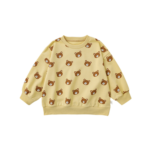 Children’s Cute Full Printed Bear Casual Sweatshirt Breathable Comfortable Girls 2022 Spring Loose All-Match Top alx