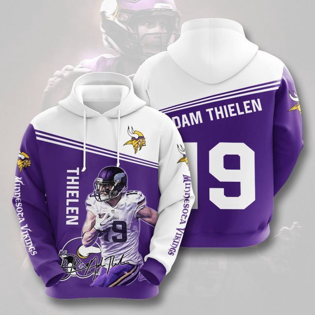 Minnesota Vikings 19 Adam Thielen 52 Unisex 3D Hoodie Gift For Fans