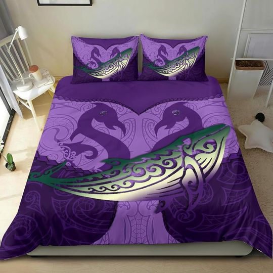 Tmarc Tee Maori Manaia Whales Gods Of The Sea Bedding Set