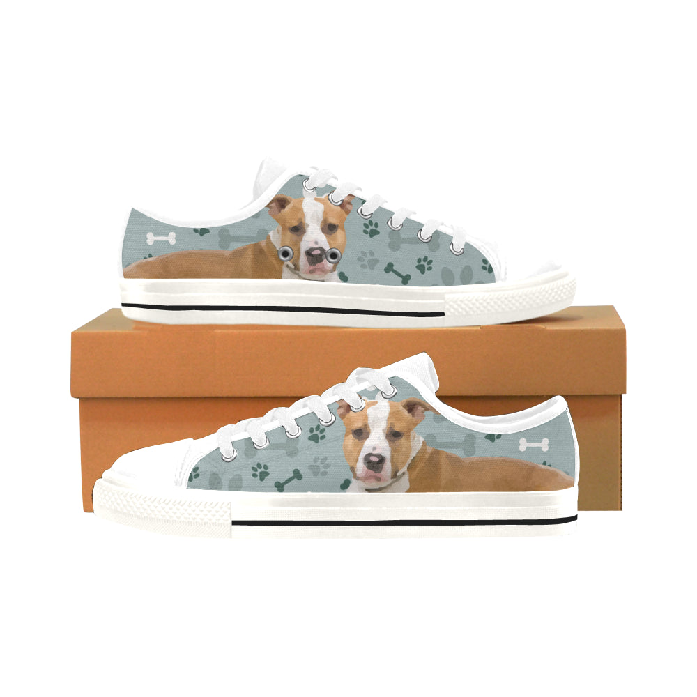 American Staffordshire Terrier White Men’s Classic Canvas Shoes/Large Size