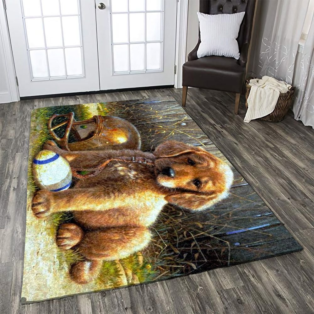 American Football Golden Retriever Puppy HN1111357R Rug