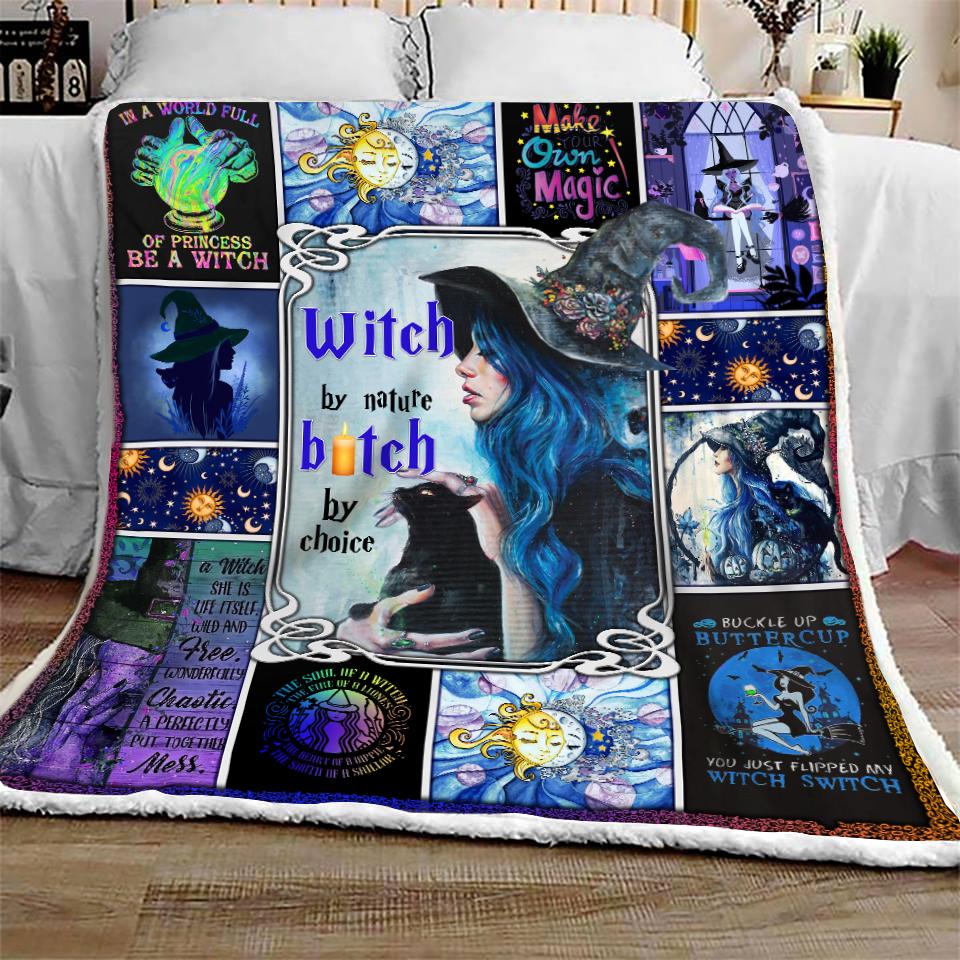 Witch By Nature Halloween Sofa Fleece Throw Blanket | Halloween Gifts