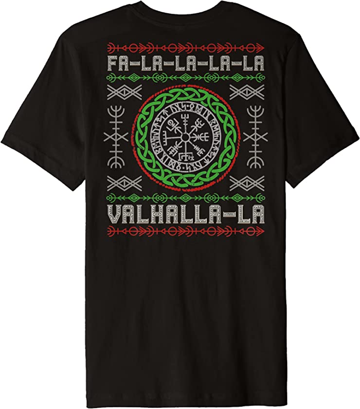 Ugly Christmas Valhalla – Vegvisir Viking Compass (on back) Premium T-Shirt