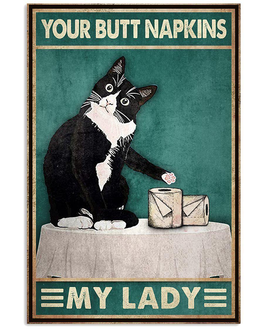 Black Cat Your Butt Napkins My Lady – Best Idea Gift , Gift For Home Decor, Gift For Family – Horizontal Canvas Matte Canvas Wall Art