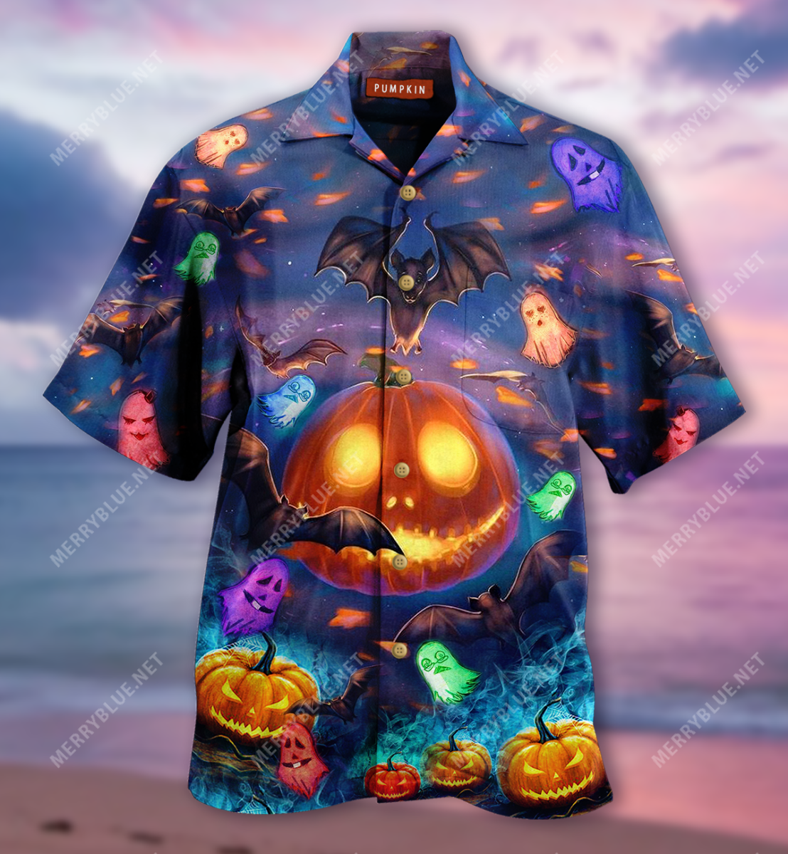 Glowing Pumpkins By Night Unisex Hawaii Shirt Ha12804