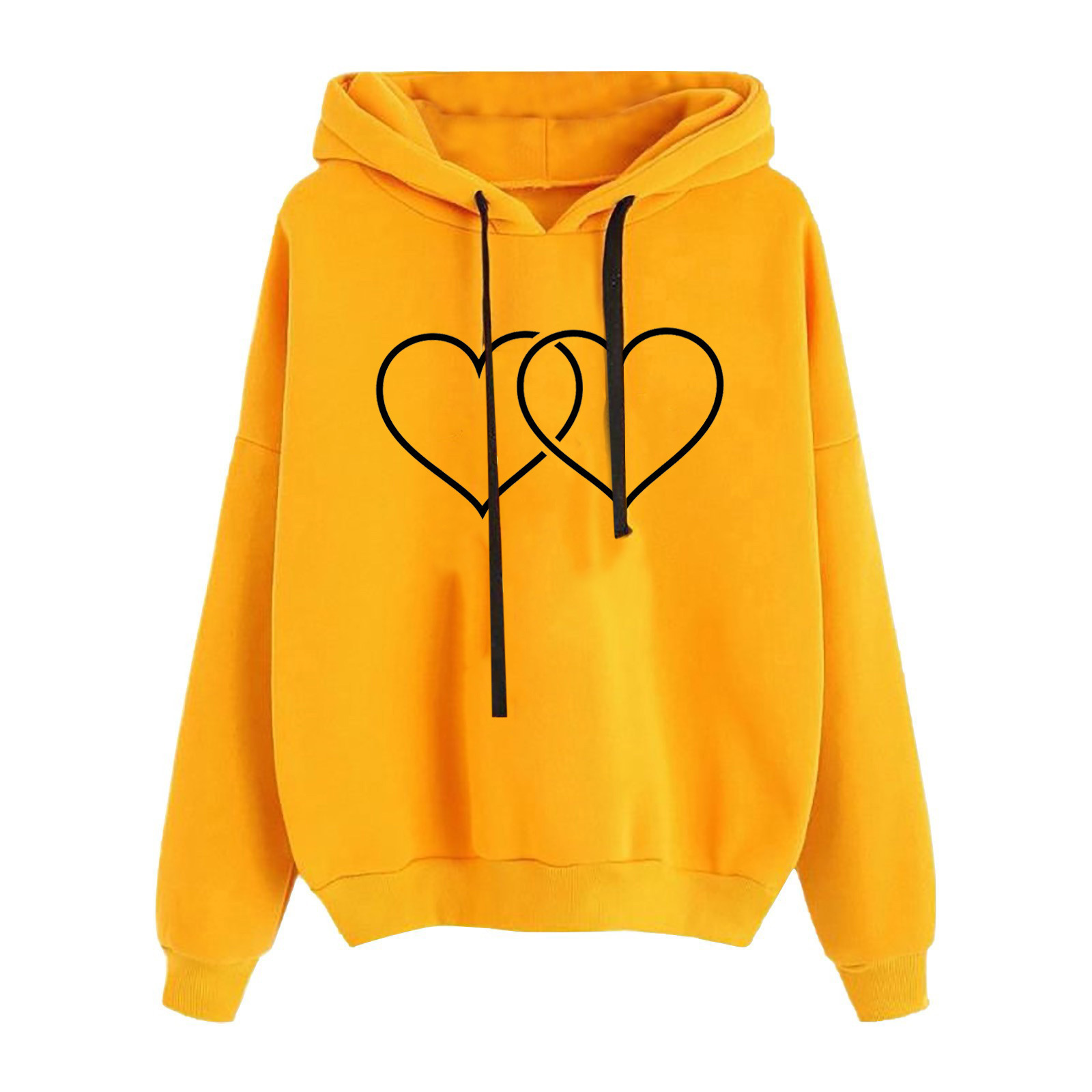 2021 Autumn New Double Heart Printed Sweatshirt Women’s Hoodies Vintage Hooded Sweater Girls Korean Winter Casual Fleece Clothes alx