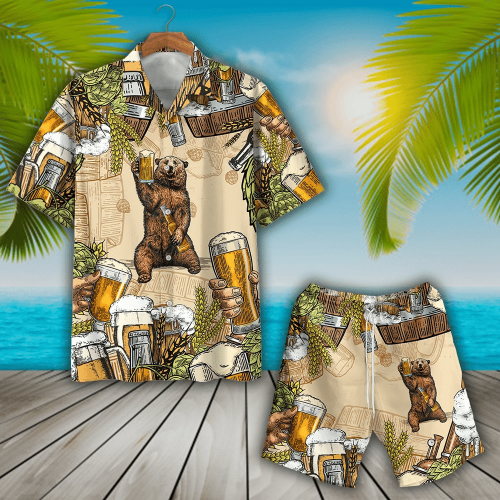 Bear And Beer Unisex Hawaii Shirts Beach Shorts Ha105466