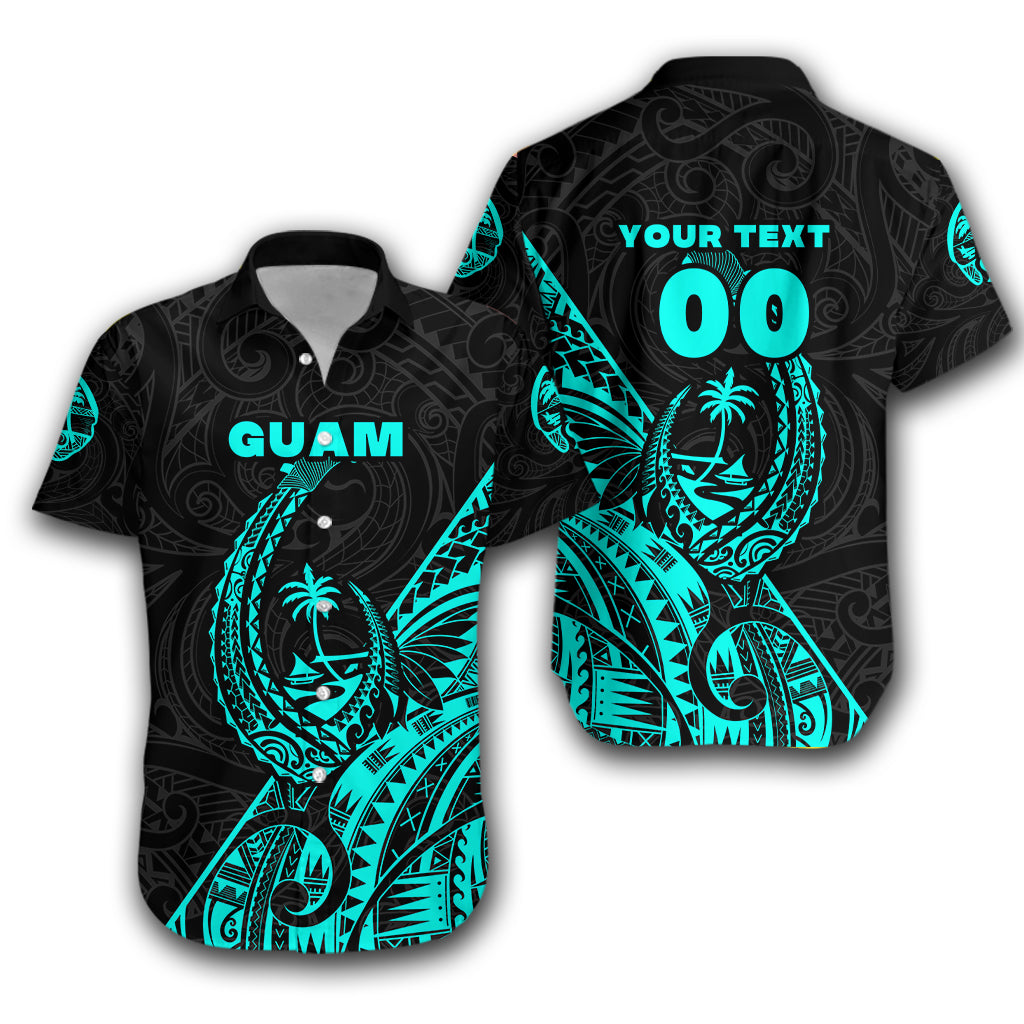 (Custom Personalised) Guam Rugby Hawaiian Shirt Polynesian Patterns Style – Turquoise Lt16