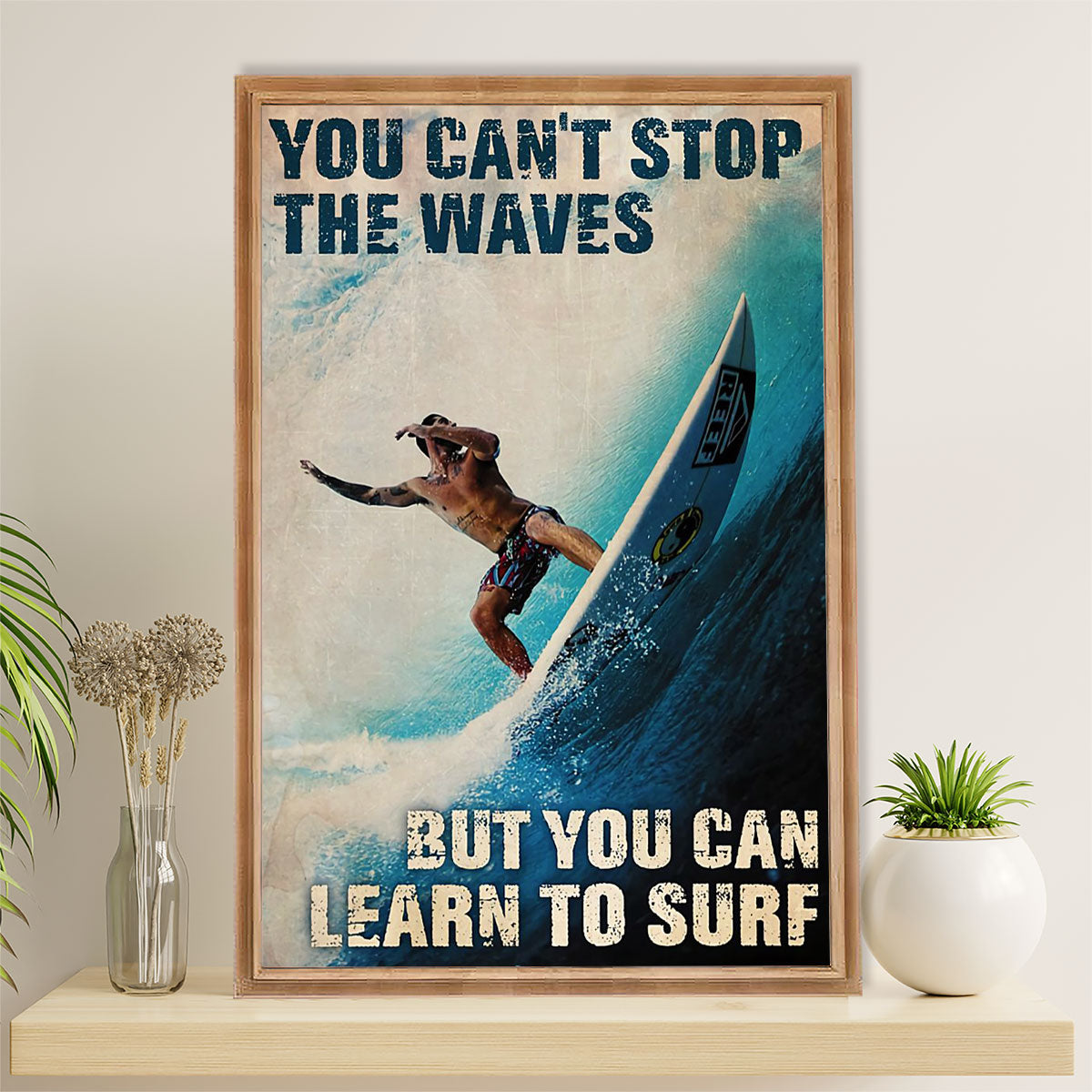 Water Surfing Canvas Wall Art Prints | Cant Stop The Waves | Home Décor Gift For Beach Surfer