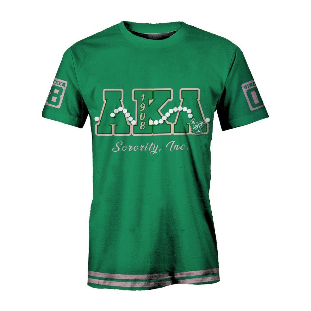 Greek Life T-Shirt – Alpha Kappa Alpha Pearls Green T-Shirt J5