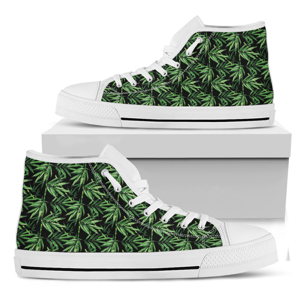 Watercolor Bamboo Pattern Print White High Top Shoes