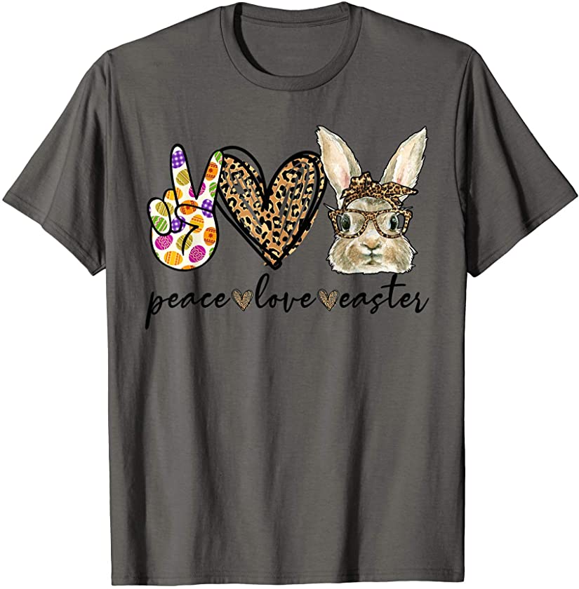 Peace Love Easter Cute Leopard Bunny Easter Sunday Holiday T-Shirt