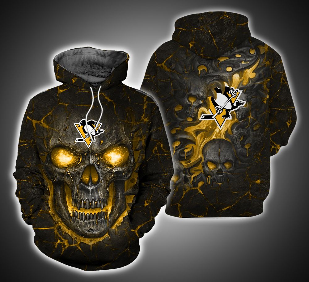 Pittsburgh Penguins Skull 3D Print Hoodie ver10