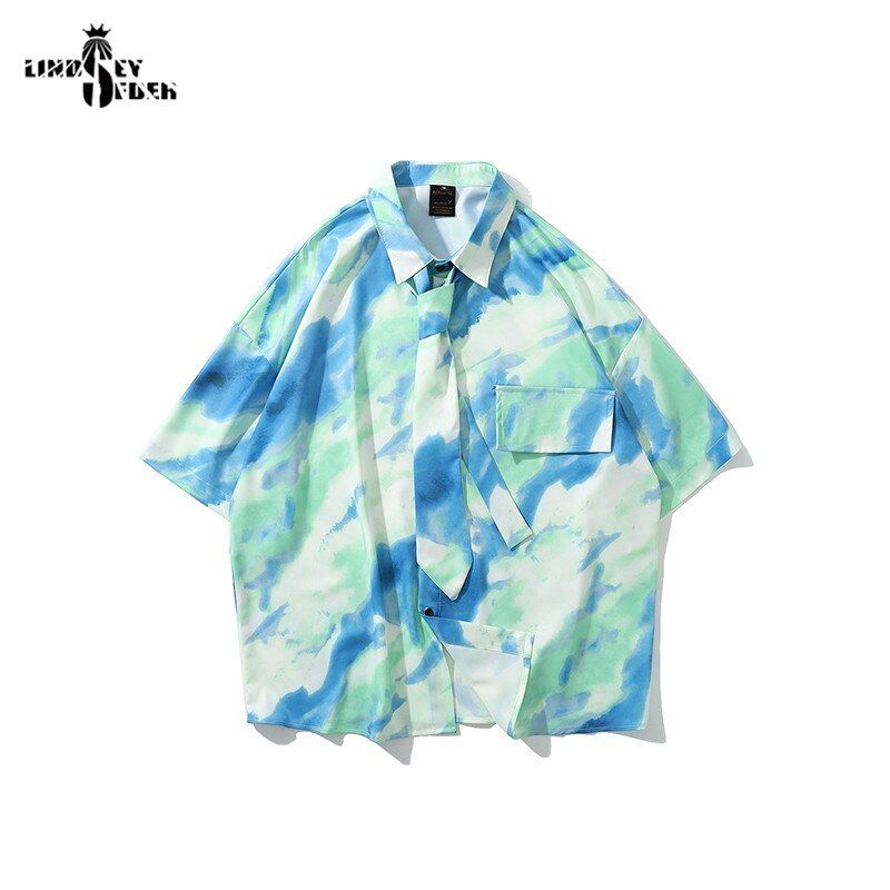 Colors Print Beach Hawaiian Shirts Hip Hop Streetwear