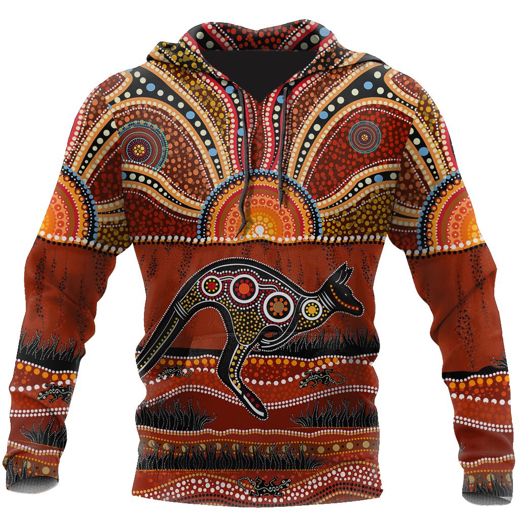 Aboriginal Australia Kangaroo Running Lizard Art Shirts For Men And Women