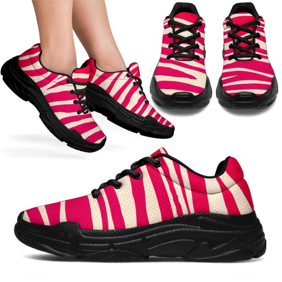 Hot Pink Zebra Pattern Print Chunky Sneakers