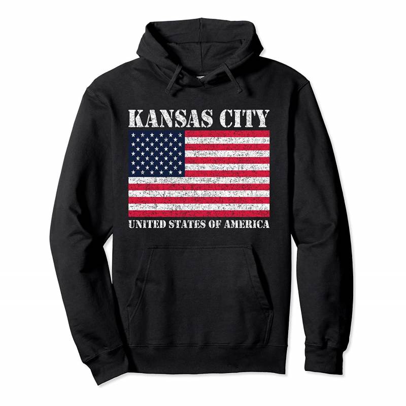 Kansas City American Flag Distressed Print Pullover Hoodie, T Shirt, Sweatshirt