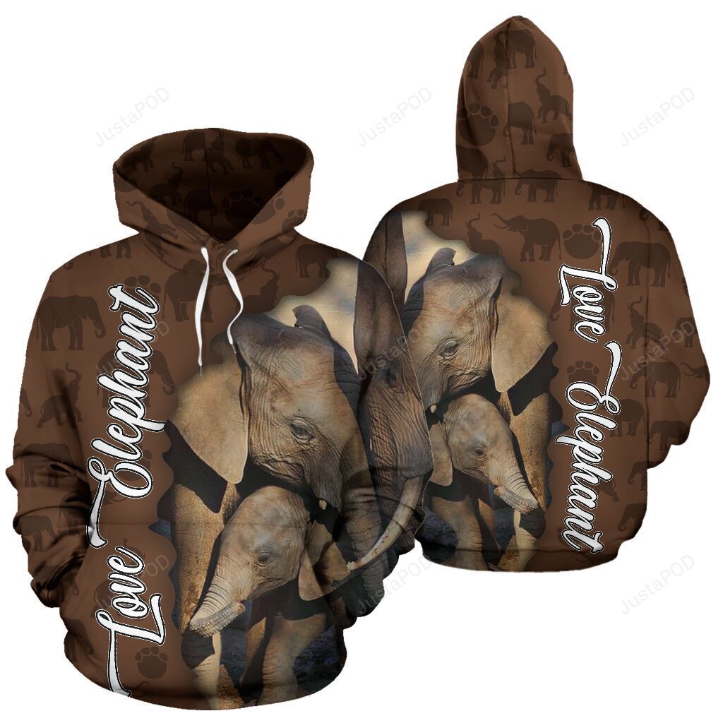 Love Elephant 3D All Over Print Hoodie, Zip-Up Hoodie