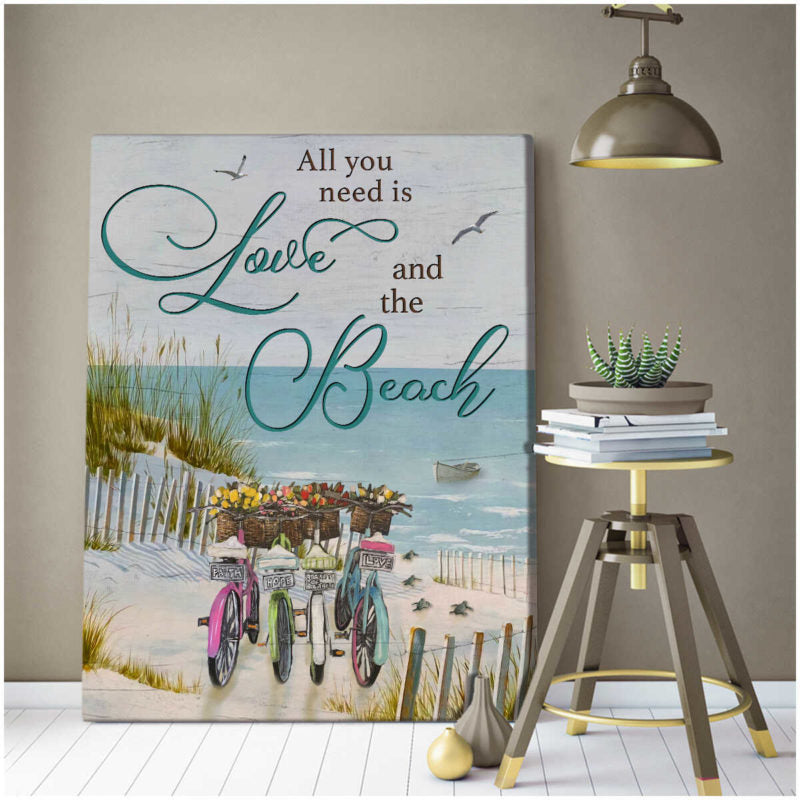 Beach Premium Wall Art Canvas – All I Need Is Love And The Beach