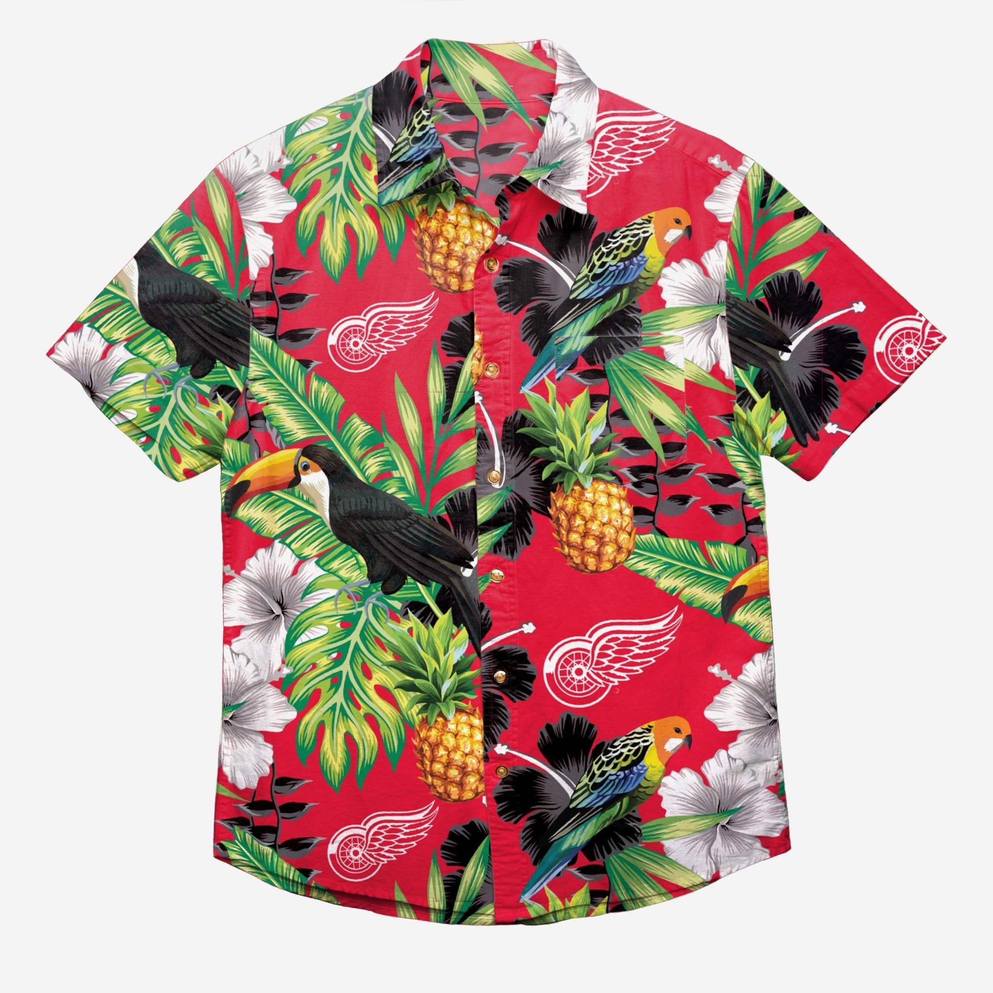 Detroit Red Wings Floral Button Up Hawaii Shirt Ha33978