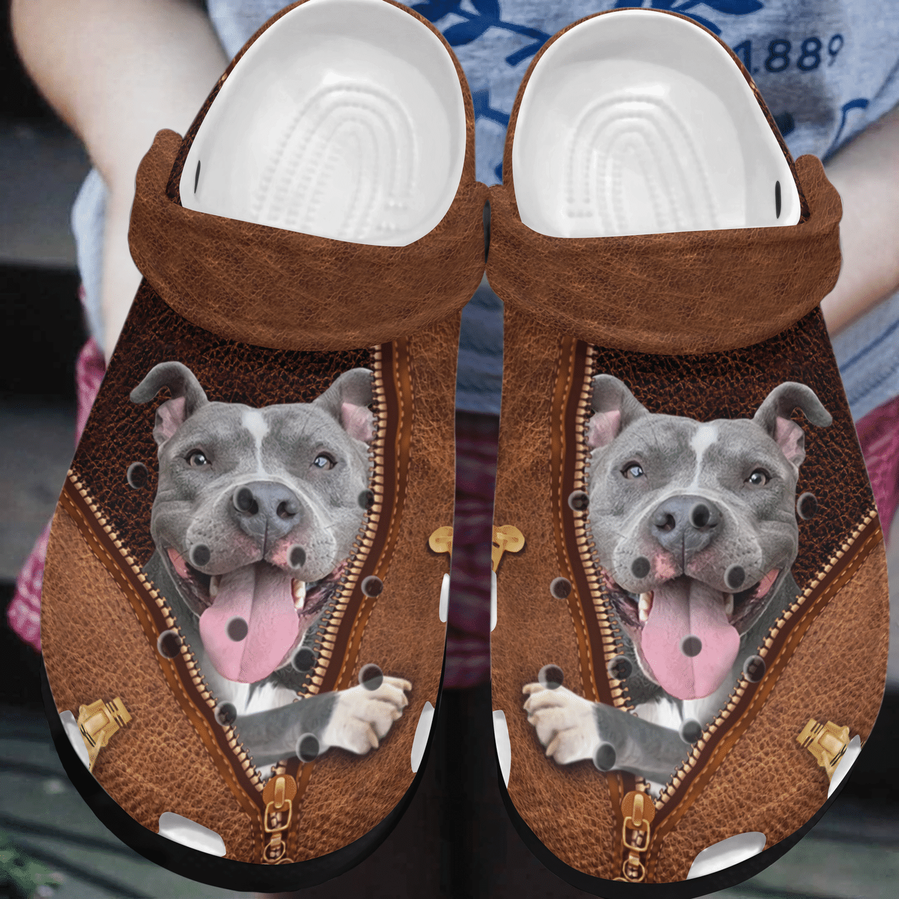 Pitbull Personalized Clog, Custom Name, Text, Color, Number Fashion Style For Women, Men, Kid, Print 3D Pitbull Zipper