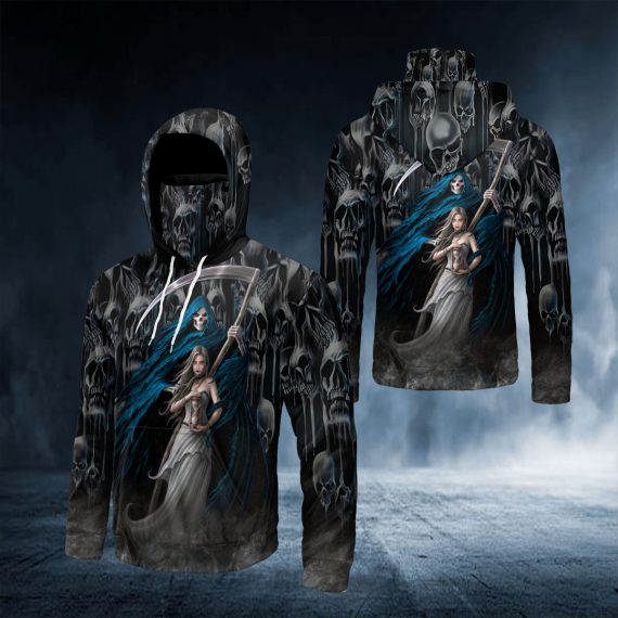 Death Time Keeper Couple Love Skull 3D All Over Printed Bandana Hoodie Us Size