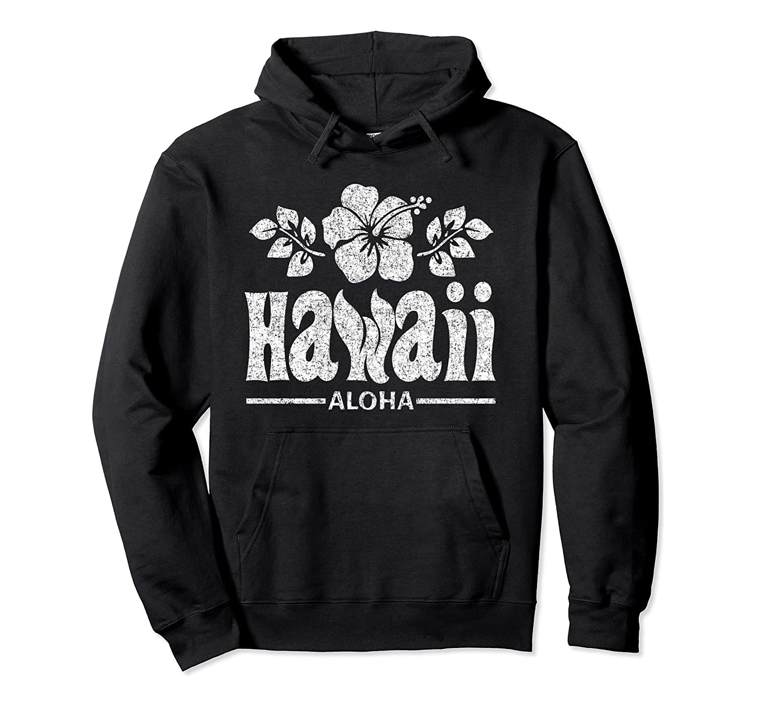 Hawaii Flowers Distressed White Print Pullover Hoodie, T-Shirt, Sweatshirt, Tank Top, Racerback, Dolman