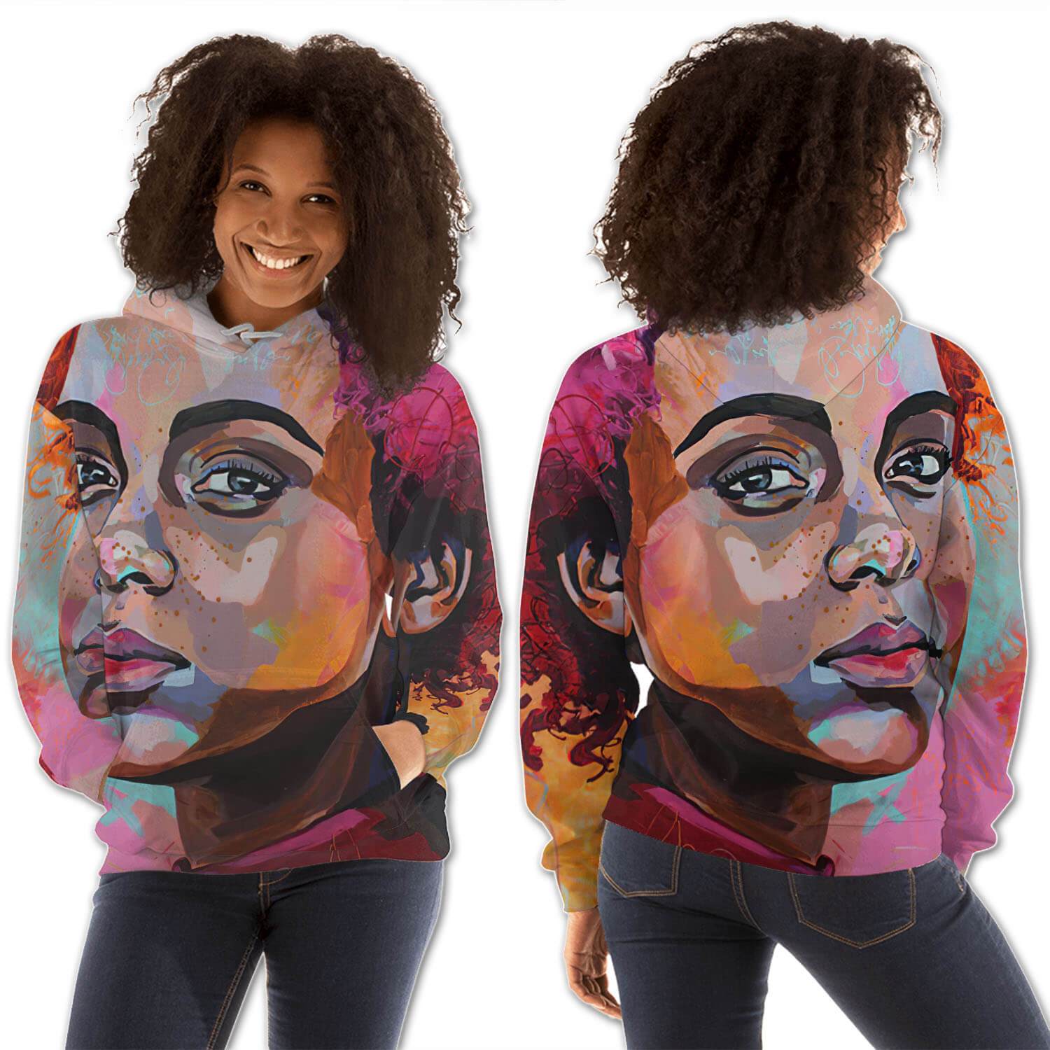 African American Hoodies Beautiful Afro American Woman All Over Print Womens Hooded Sweatshirt African Fashion Styles BPS89880