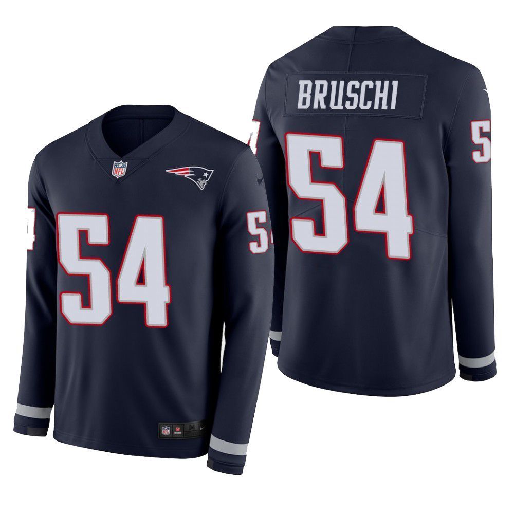 New England Patriots Tedy Bruschi Therma Long Sleeve Mens Jersey Navy