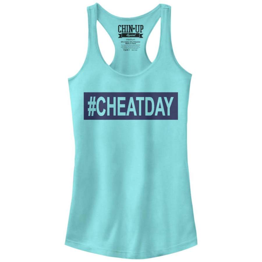 CHIN UP Junior’s Hashtag Cheat Day  Racerback Tank Cancun