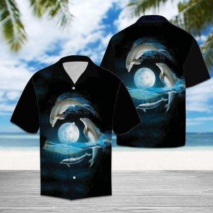 Beach Shirt Felacia [Hawaii Shirt] Dolphin -Zx16176