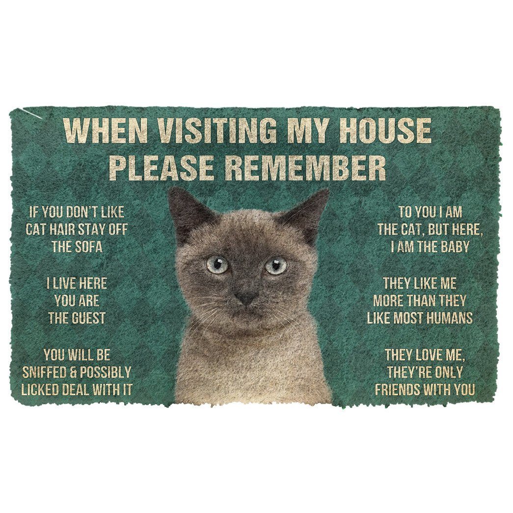 Gearhumans  GearHuman 3D Please Remember Siamese Cat House Rules Doormat