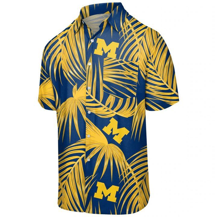 NCCA Michigan Wolverines Maize Blue Leaves Hawaiian Shirt