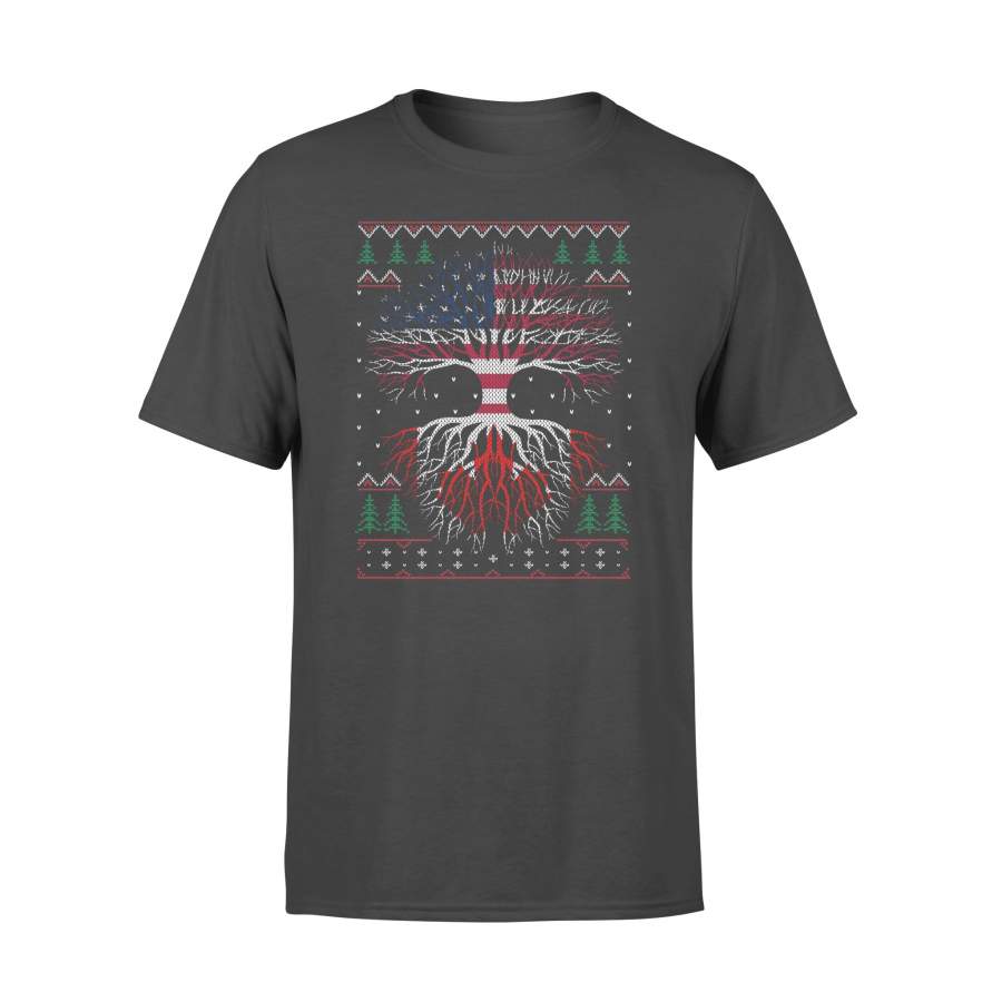 Canadian Roots American US Grown Flag Ugly Christmas – Standard T-shirt