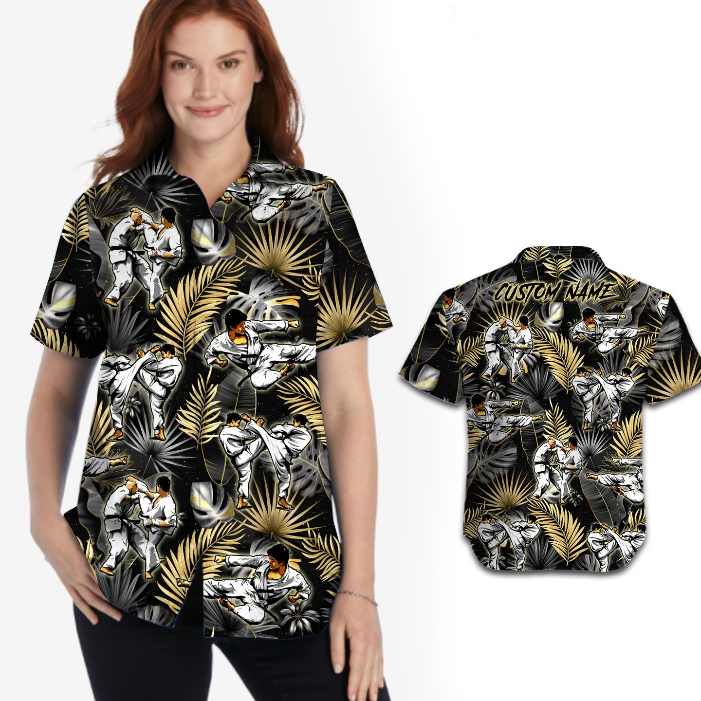 Karate Tropical Custom Name Hawaii Shirt For Women Martial Arts Lovers Ha20597