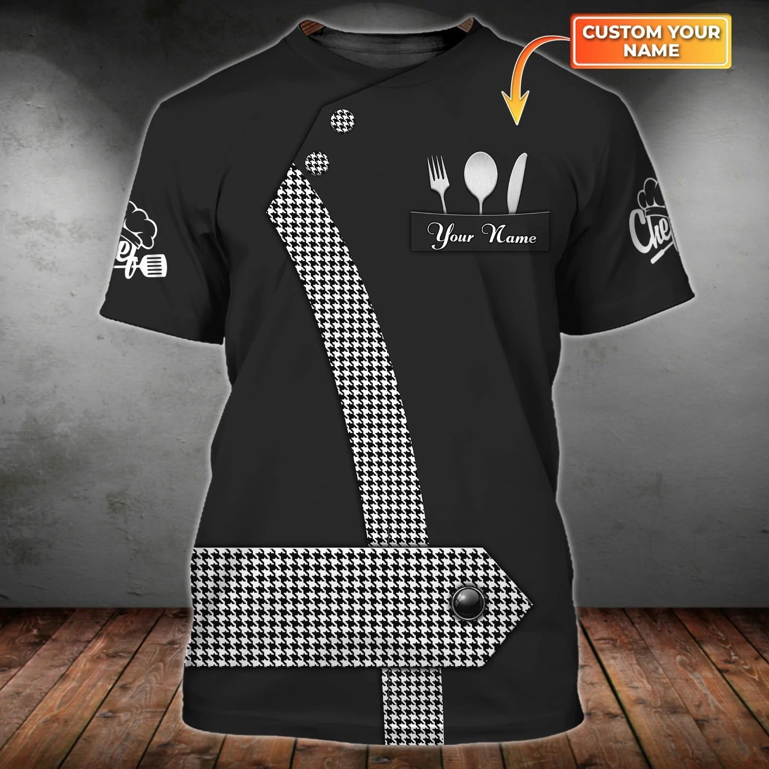 Personalized 3D Black T Shirt For A Chef, Chef Friend Gifts, Present To Dad Chef, Master Chef Shirts