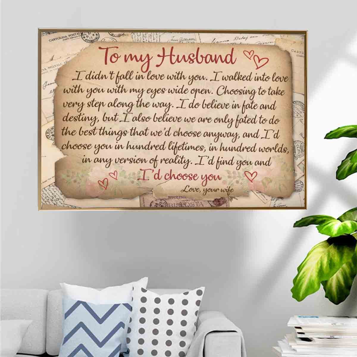 Writing Letter Poster – I’D Find You And I’D Choose You Home Decoration Birthday Gift For Husband