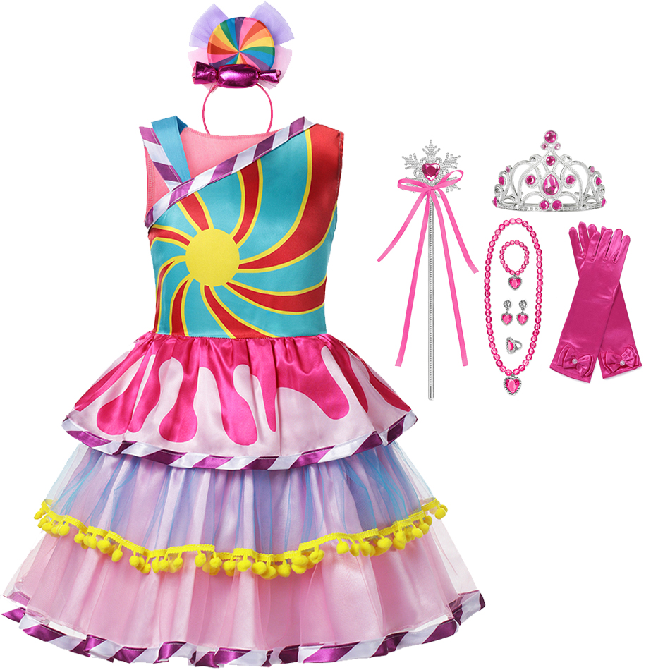 Prium Princess Candy Dress Princess Girl Lollipop Party Clothing Kids Cosplay Fancy POP Floral Costume Spring Summer 3-10Y alx