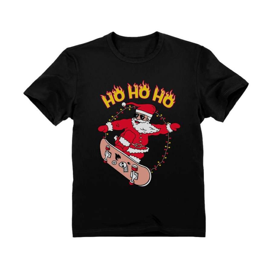 Skater Santa Ho Ho Ho Ugly Christmas Toddler Kids T-Shirt