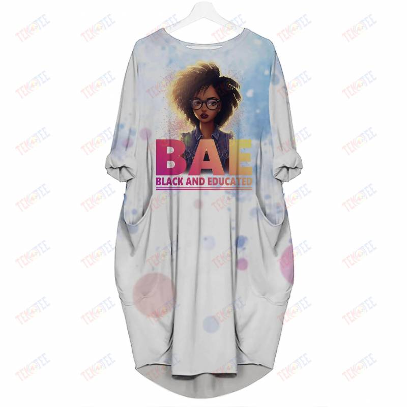 Temotee African Dress 8 – BAE Black And Educated 3D Dress for Melanin Women Afro Girl Shirt African American Woman Gift Idea TMT5837