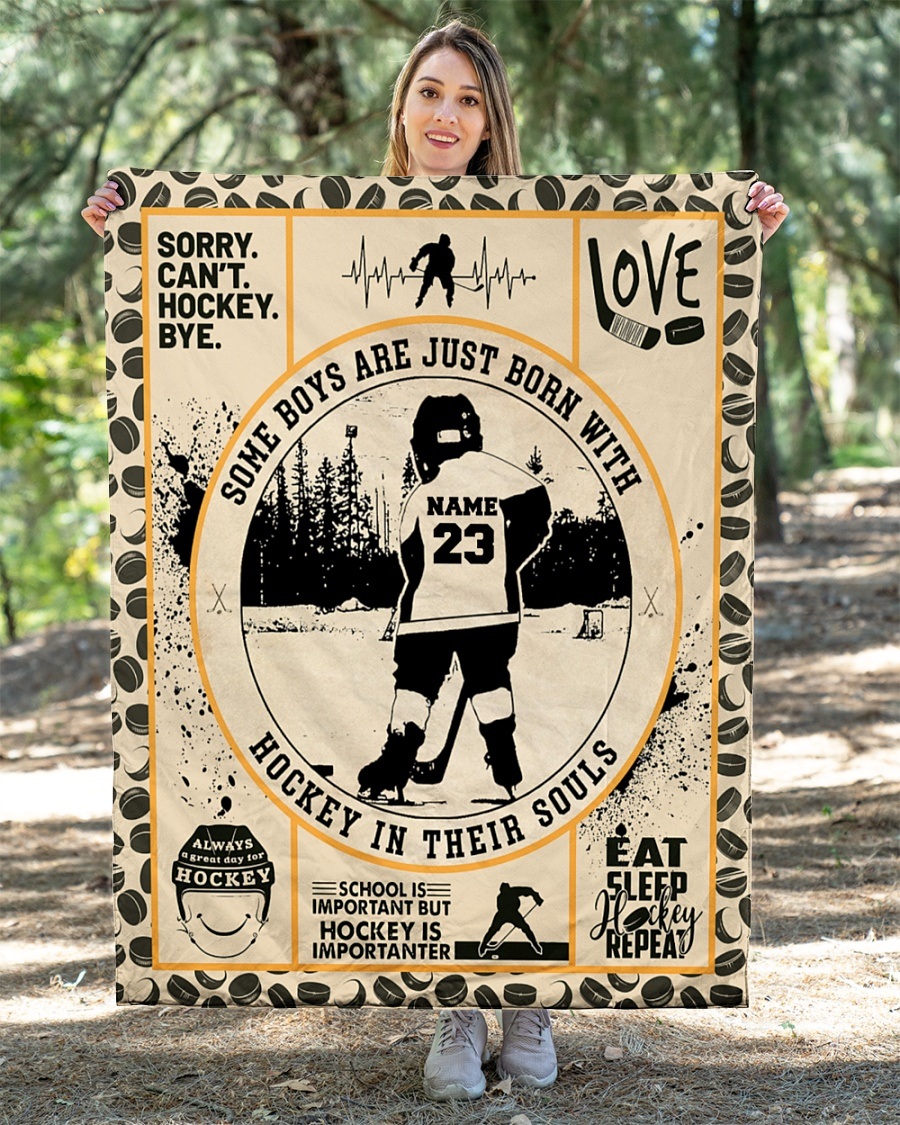 Personalized Custom Name And Number, Some Boys Hockey In Their Souls Quilt Blanket