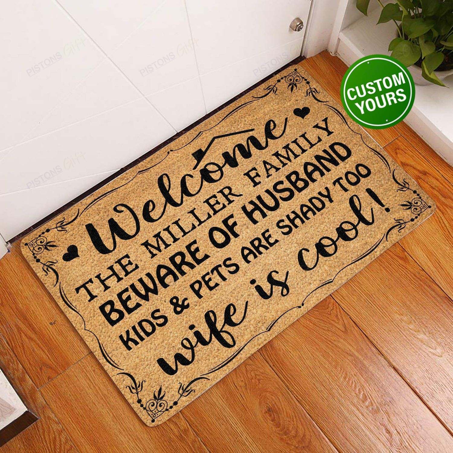 Welcome – Wife Is Cool Personalized Coir Pattern All Over Printing Doormat