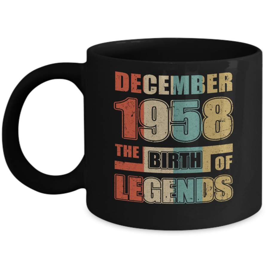 Vintage Retro December 1958 Birth Of Legends 62th Birthday Mug