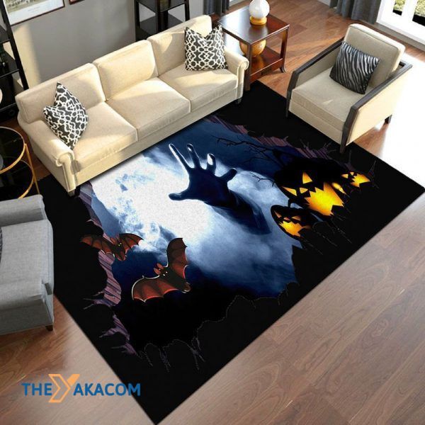 Hold My Hand Happy Halloween Rectangle Area Rug Floor Decor